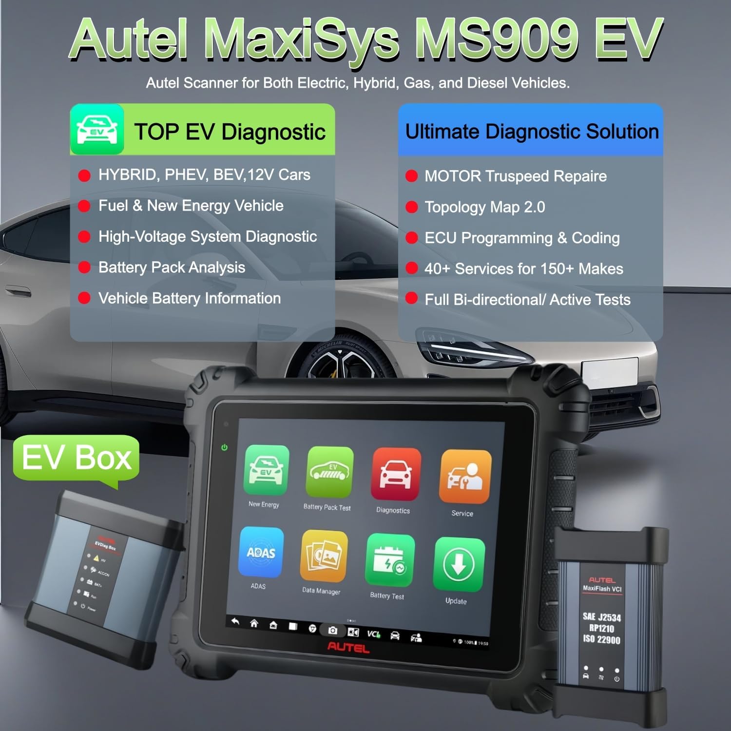 Autel MaxiSys MS909EV with EV Box and VCI