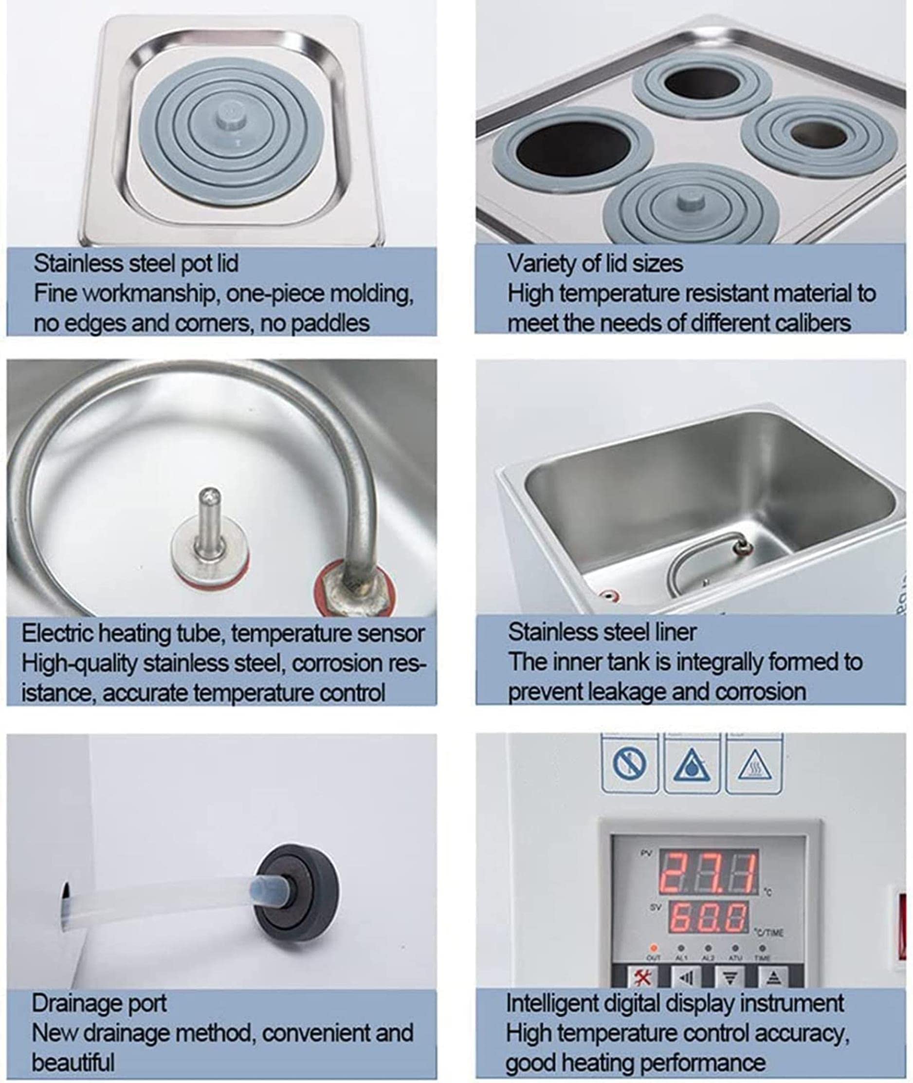 Baño María termostático eléctrico Digital, baño María de Laboratorio de 1 Orificio con Tapa Protectora, baño María termostático eléctrico para experimentos de Laboratorio