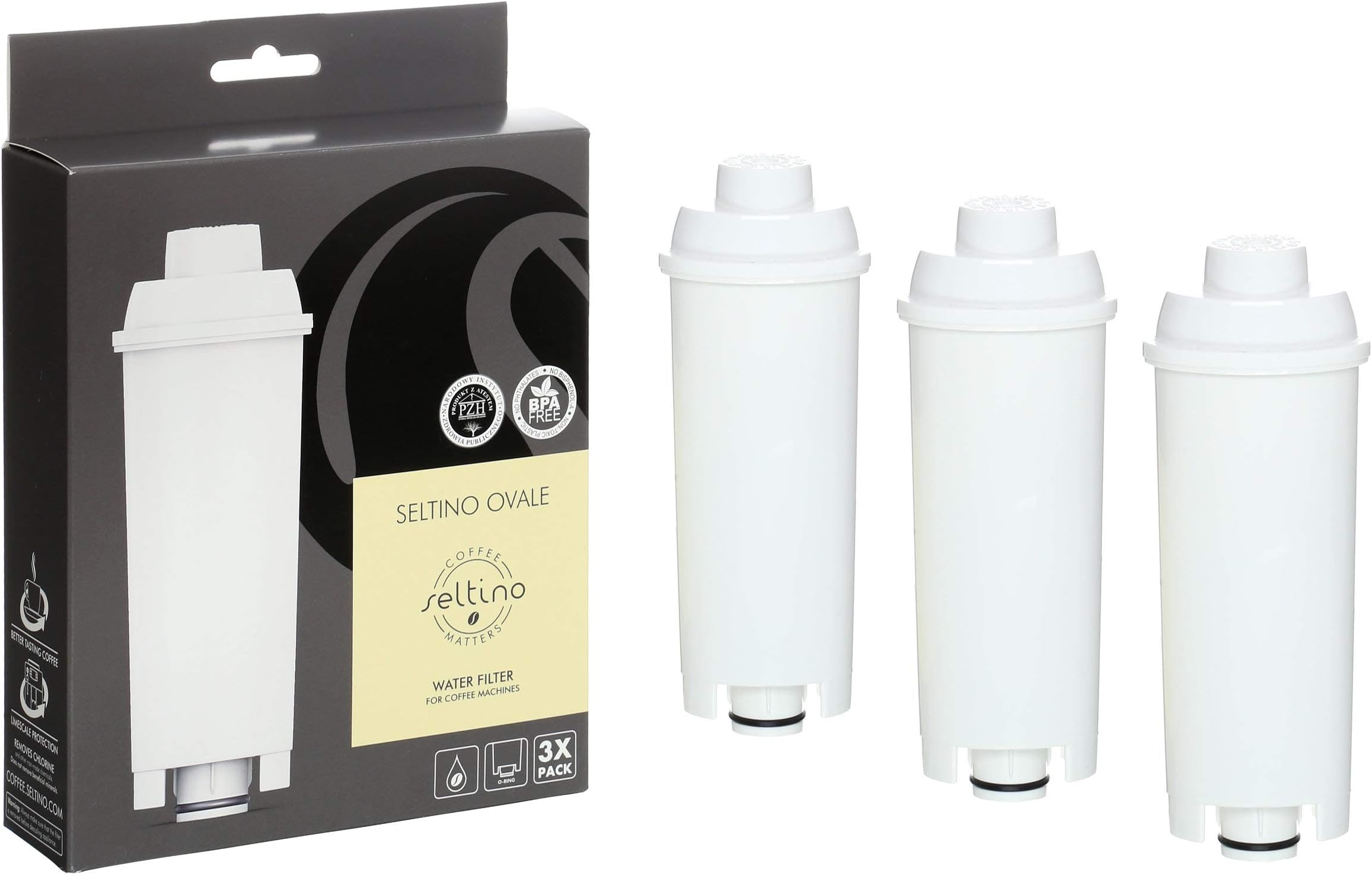 Tripple pack of Seltino OVALE water filter for DeLonghi coffee machines, compatible with SER3017, DLS C002 (3 filters in set)