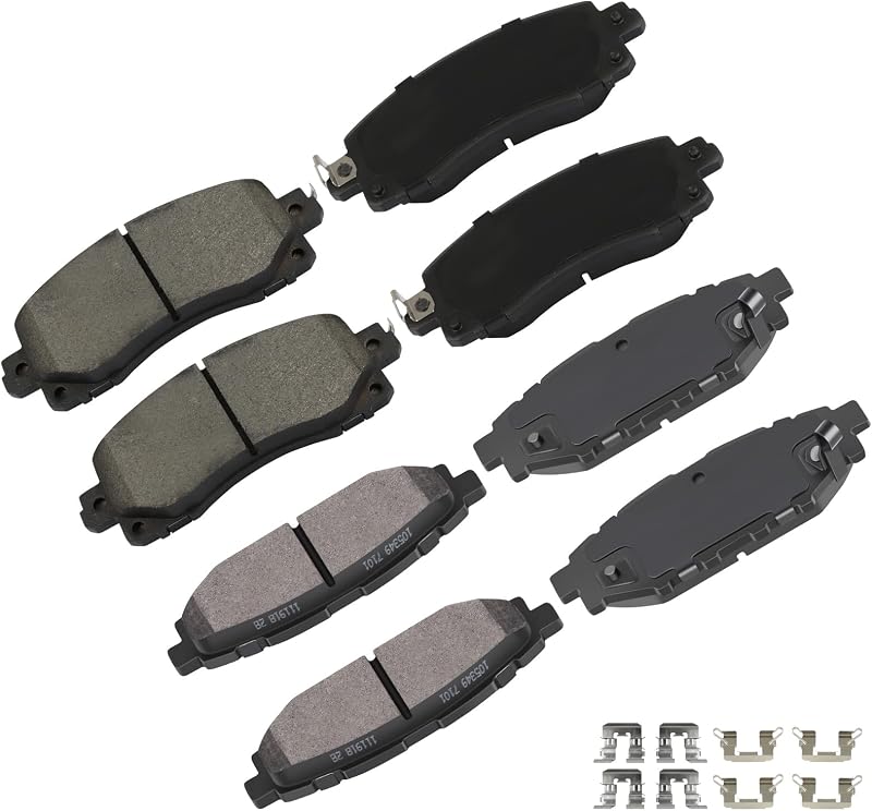 Kit de Pastilhas de Freio a Disco Cerâmicas cciyu D2045 e D1114 Dianteiras e Traseiras para Subaru Crosstrek e Impreza – 8 unidades