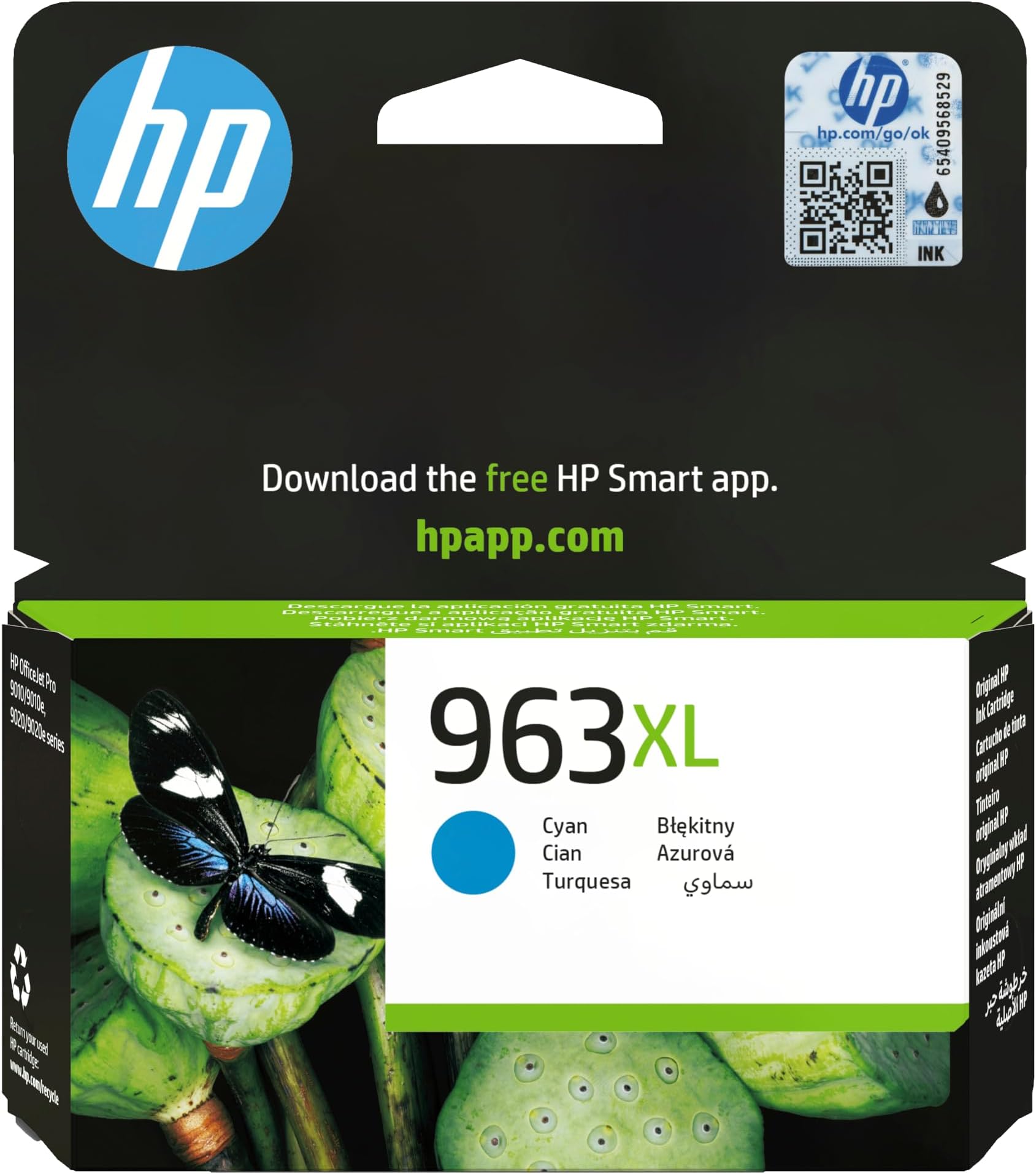 HP 963XL High Yield Cyan Original Ink Cartridge|Cyan|1600 pages|HP OfficeJet Pro 9010, 9013, 9020, 9023|3JA27AE.