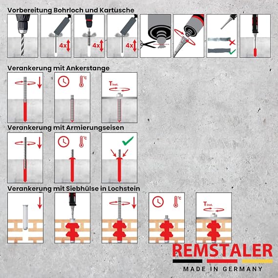 6 x Remstaler composite mortar 300 ml highest quality made in Germany injection mortar assembly mortar styrene-free