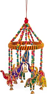 Jhoomar Decorativo Appeso Quadrato Colorato Con Fiori Mogra - Decorazione Soffitto/Parete Per Matrimoni, Diwali, Natale, Feste - Dimensioni 10x4 Pollici
