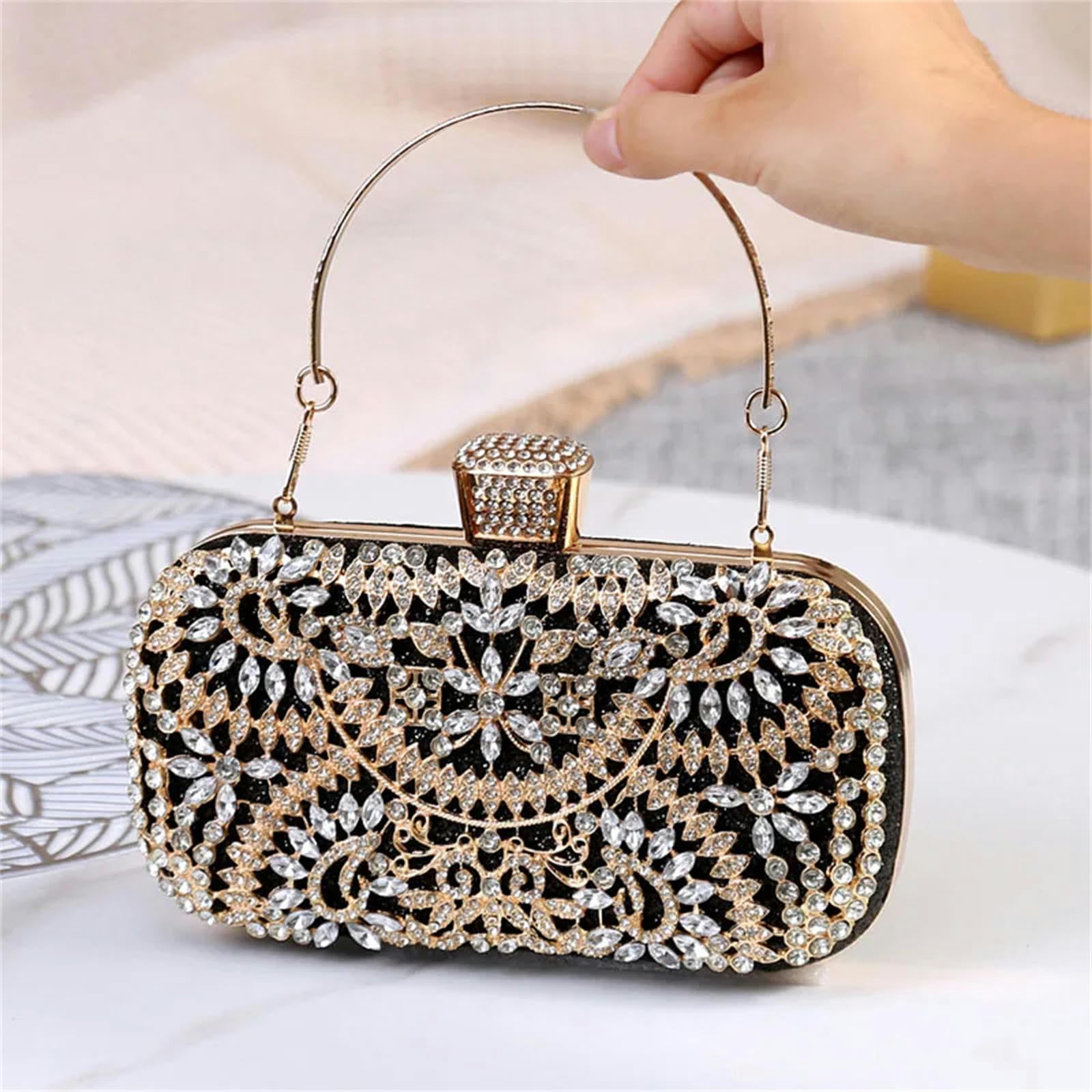 Pochette Donna da Borsa Borse da Sera Mini Hollow Dinner Bags Abito da Donna Clutch Bags Bridal Wedding Banquet Borse A Mano-Champagne