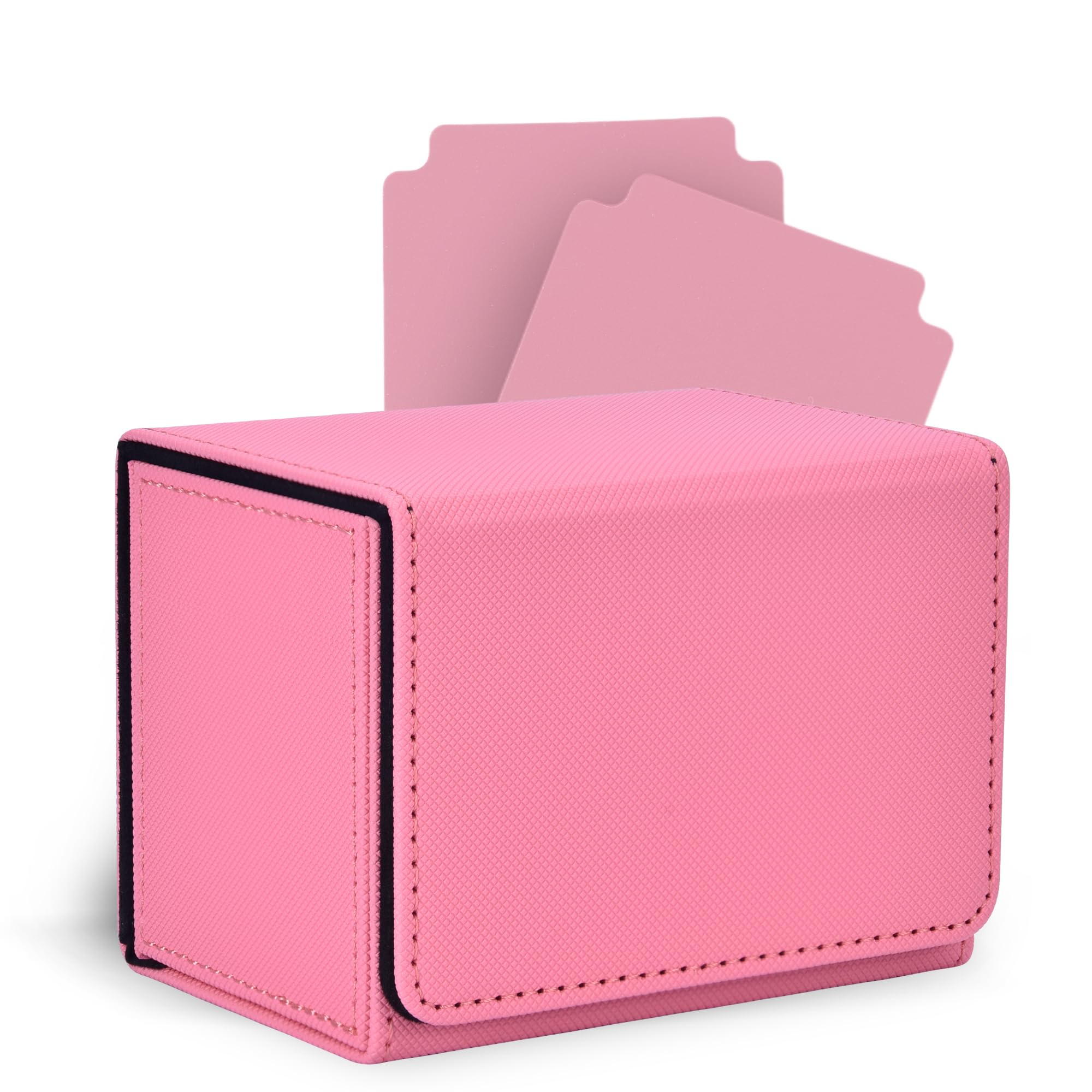 Zettokete MTG Deck Box with 2 Dividers, Large Capacity Commander Deck Box Fits 80+ Double-Sleeved Cards, PU Leather Card Case Compatible with Magic Commander YuGiOh TCG CCG, Pink
