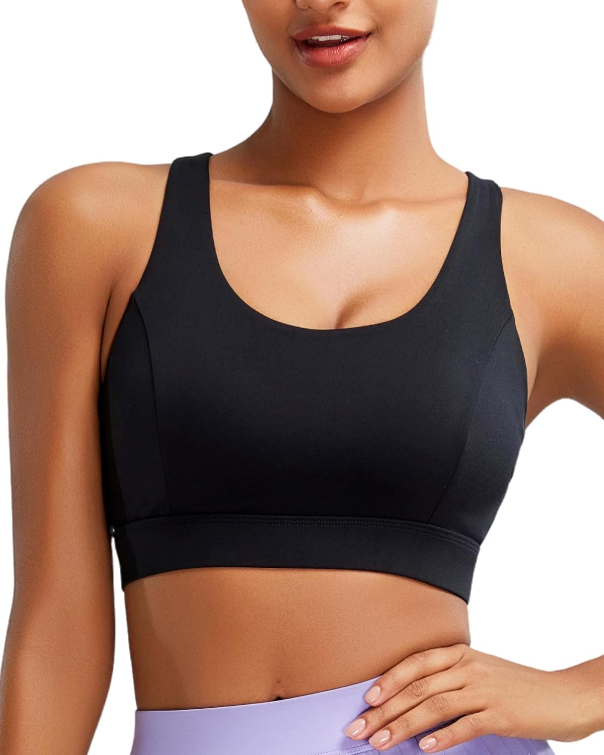 RUNNING GIRL Sports Bras for Women High Support, Molded Cup Strappy High Impact Sports Bras for Women with Sewn in Pads - Image 2