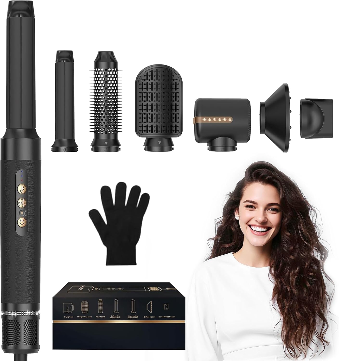 Blow Dryer Brush 7inONE,110000RPM High-Speed Negative Ionic Hair Dryer with Diffuser Concentrator,Curling Iron Hair Straightener Round Brush Blow Out Blow Dryer Brush 7inONE,110000RPM High-Speed Negative Ionic Hair Dryer with Diffuser Concentrator,Curling Iron Hair Straightener Round Brush Blow Out