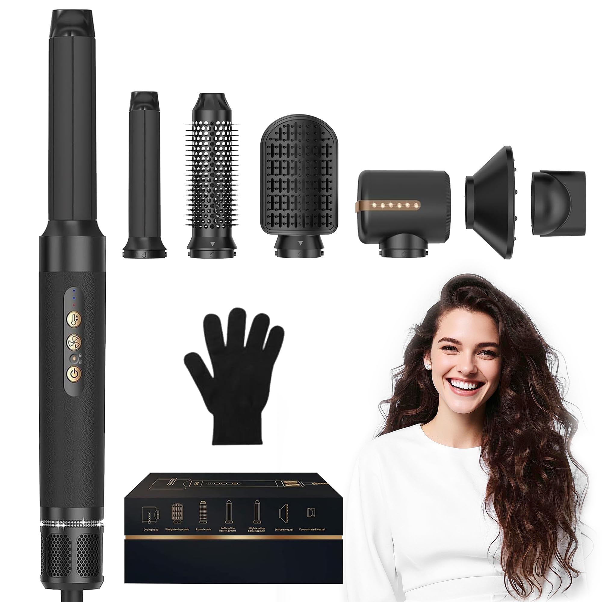 7 in 1 Hair Dryer Brush, 110,000 RPM High Speed Ionic Hair Dryer
