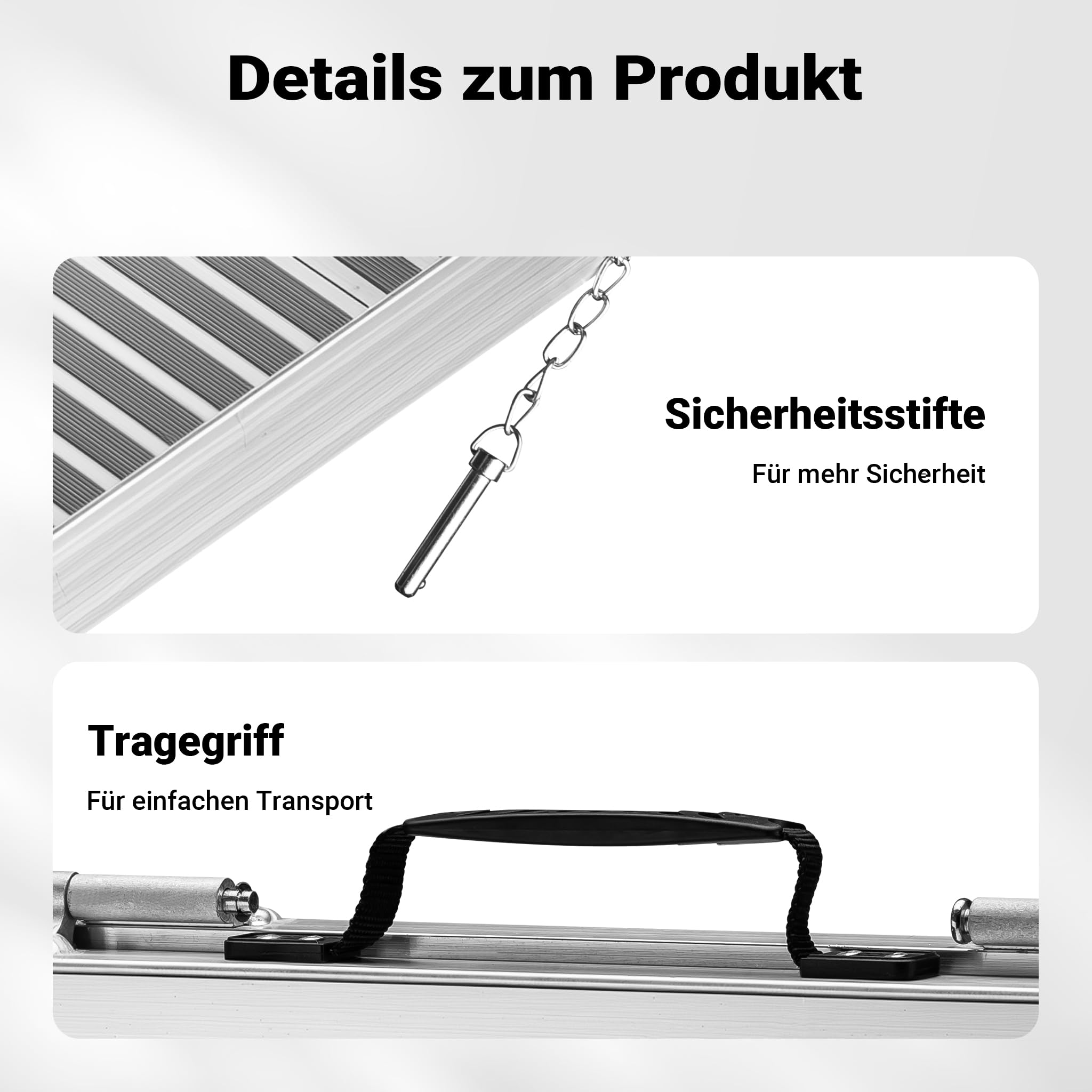 Wiltec Rollstuhlrampe faltbar 62 cm 270 kg, Mobile Auffahrschiene als Rollirampe, Aluminium Kofferrampe, Flachrampe klappbar