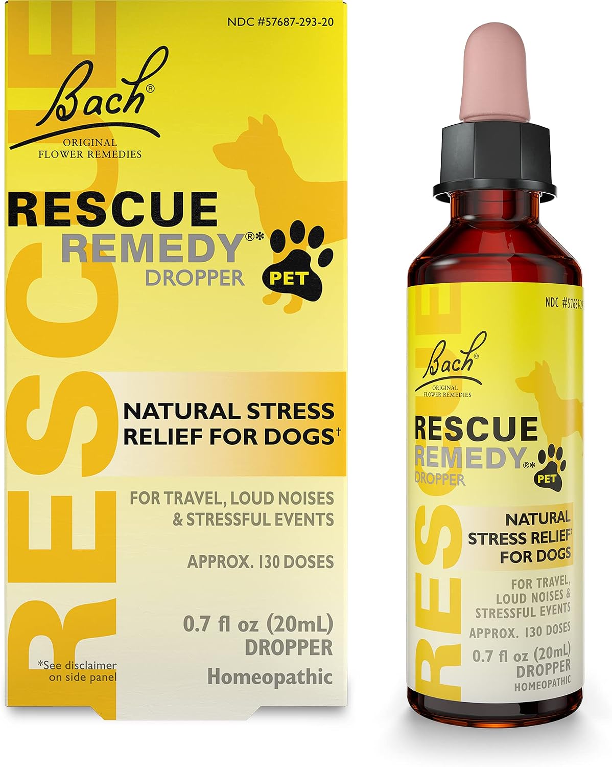 Bach RESCUE REMEDY PET for Dogs 20mL, Natural Calming Drops, Stress Relief for Dogs & Puppies, Caused by Separation, Thunder, Fireworks,…