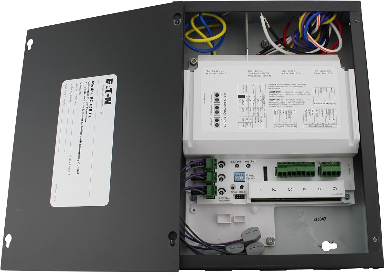 Cooper GreenGate RC3DE-PL Room Controller Panel, 3 Relay, 3 Dimmer, Emergency Control