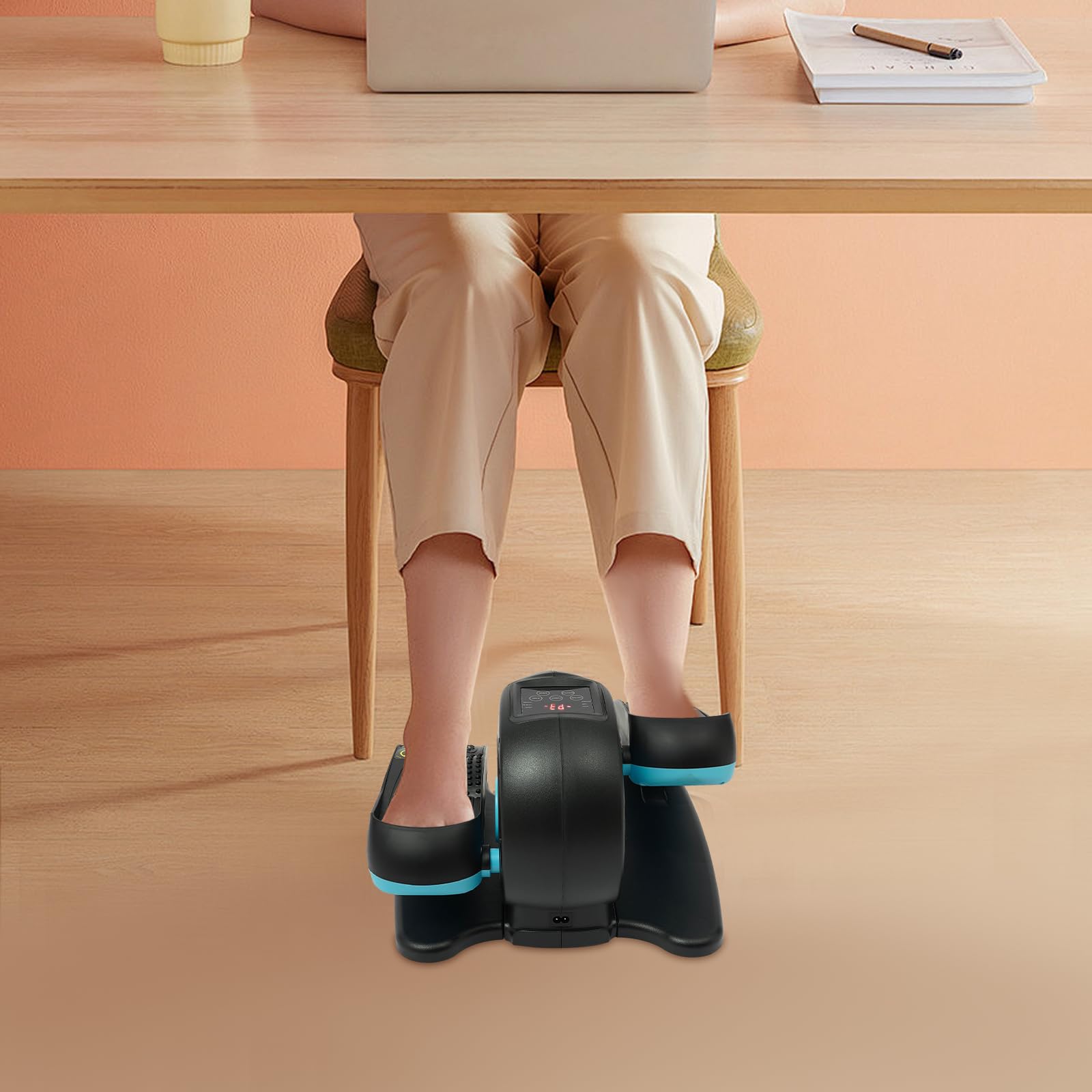 Cyclette per la casa, ellittica, allenatore ellittico per anziani, allenatore gambe con telecomando, schermo LCD, 5 velocità, 60 W, potente