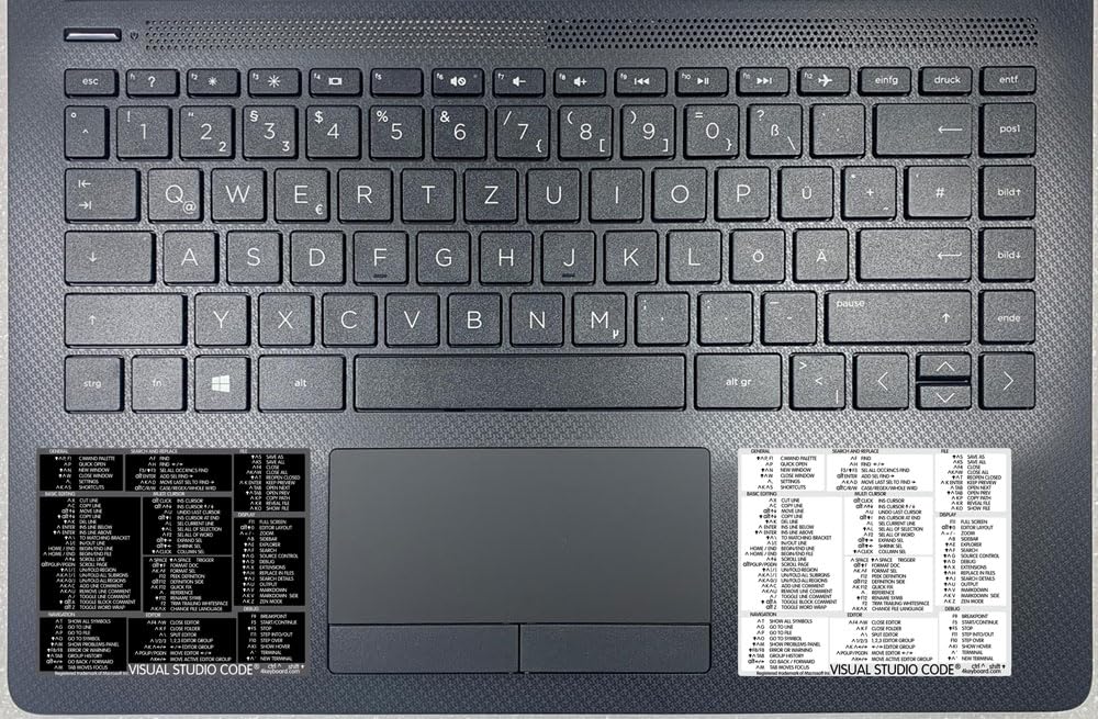 Visual Studio Reference Keyboard Hotkeys Sticky Labels for Windows Black, White Background