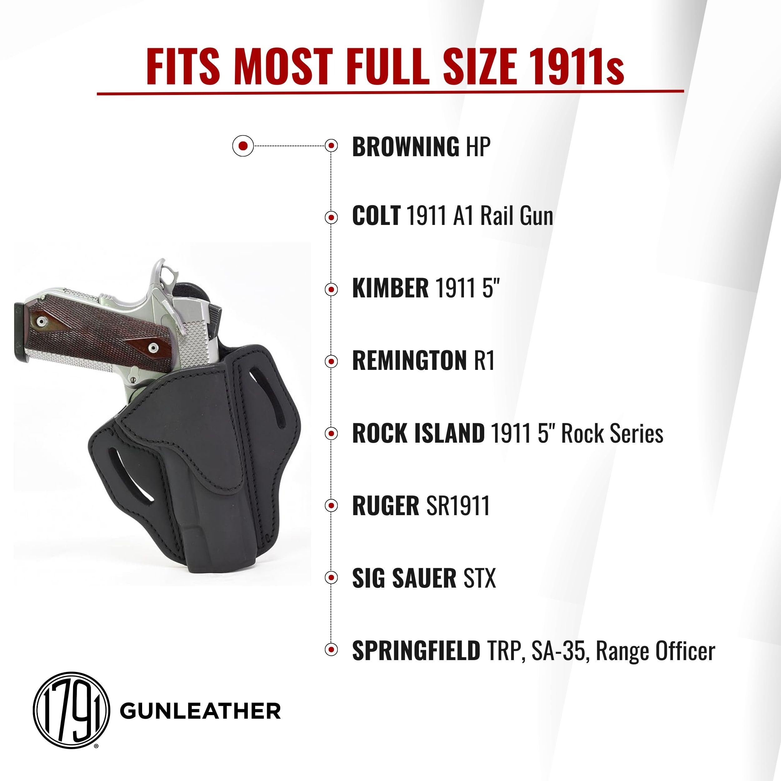 Amazon.co.jp: 1791 Gunleather 1911ホルスター 右手 OWB レザーガン