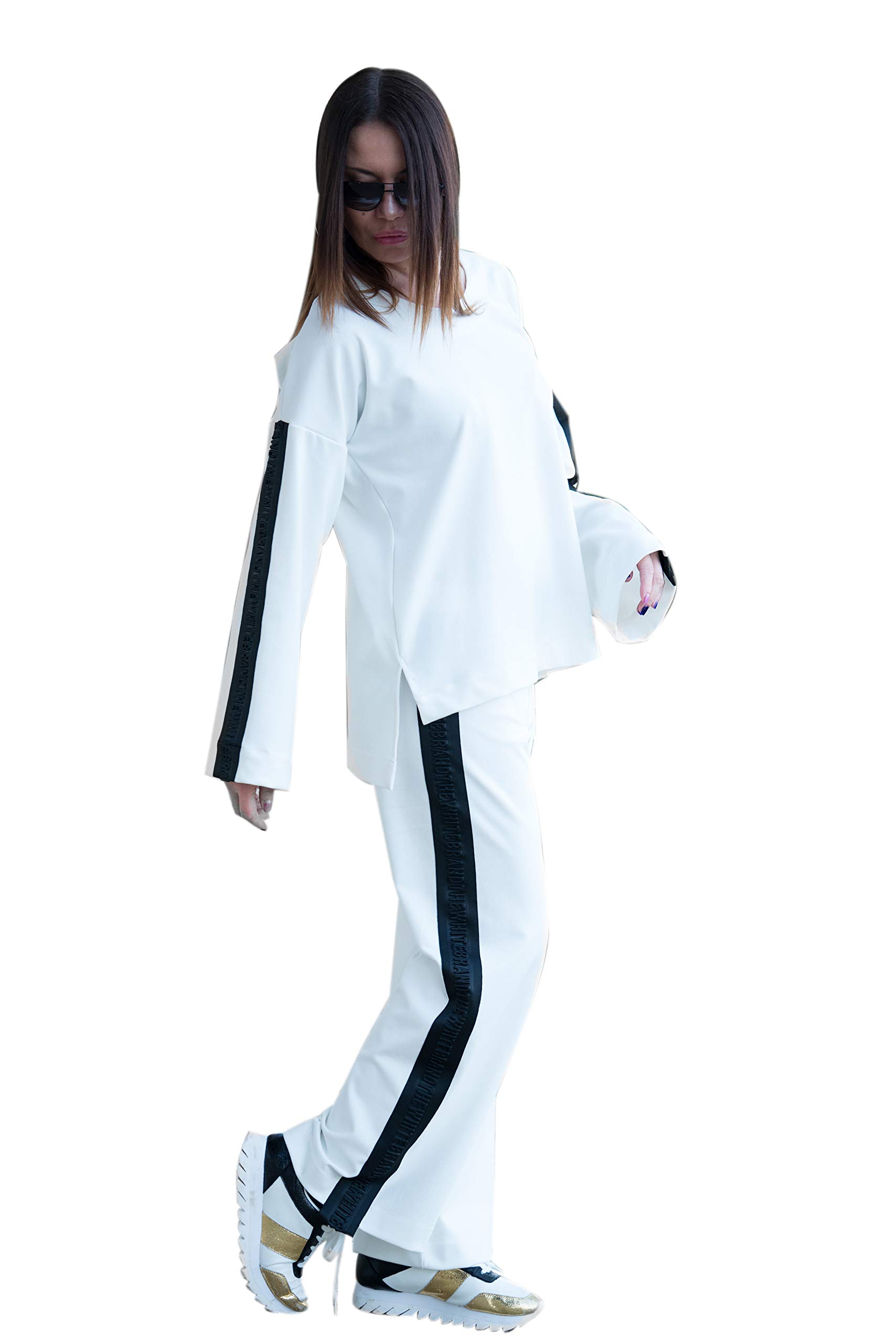 Survêtement grande taille pour femme - Ensemble à manches longues - 2 pièces - Chemisier ample et pantalon - Tenue de sport