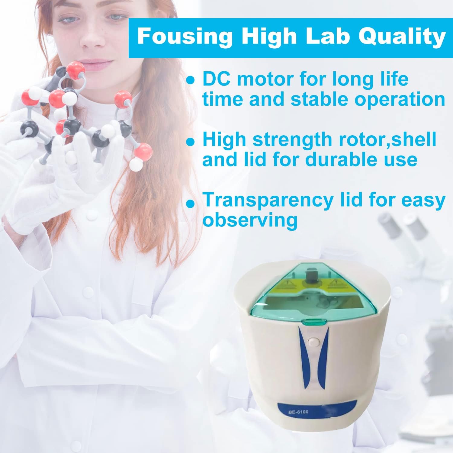 JOSBY Centrífuga de Mesa de Laboratorio, centrífuga instantánea de 2500 RPM con Placa de PCR de 96 Orificios, Fuerza centrífuga de 500 g y Rotor Fijo verticalmente, centrífuga de microplacas médicas