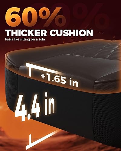 Miniatura 4 de GTPLAYER Silla de juegos grande y alta con reposapiés, silla de escritorio ergonómica de oficina con cojín de 4.4 pulgadas de grosor y asiento ancho