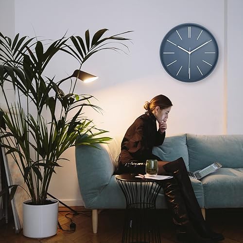 Miniatura 4 de zyzamay Reloj de pared moderno, reloj de pared 3D redondo brillante de 12 pulgadas, fácil de leer, silencioso sin tictac, funciona con pilas para