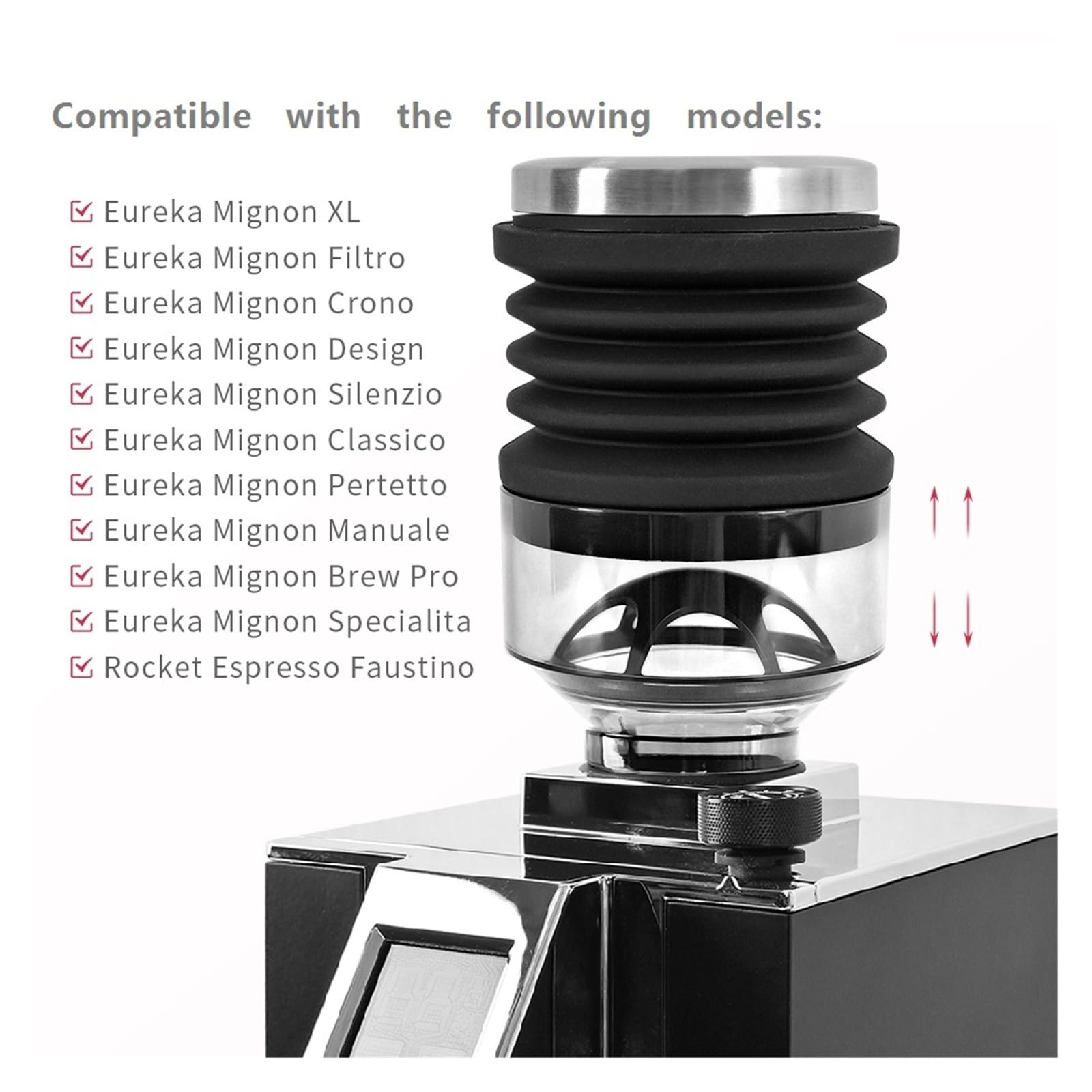 Macinino for Chicchi Di Caffè, Tramoggia Monodose E Strumento for La Pulizia Del Contenitore Dei Chicchi A Soffietto, Compatibile Con Eureka, Parte Della Macchina Mignon(B for Eureka Mignon)