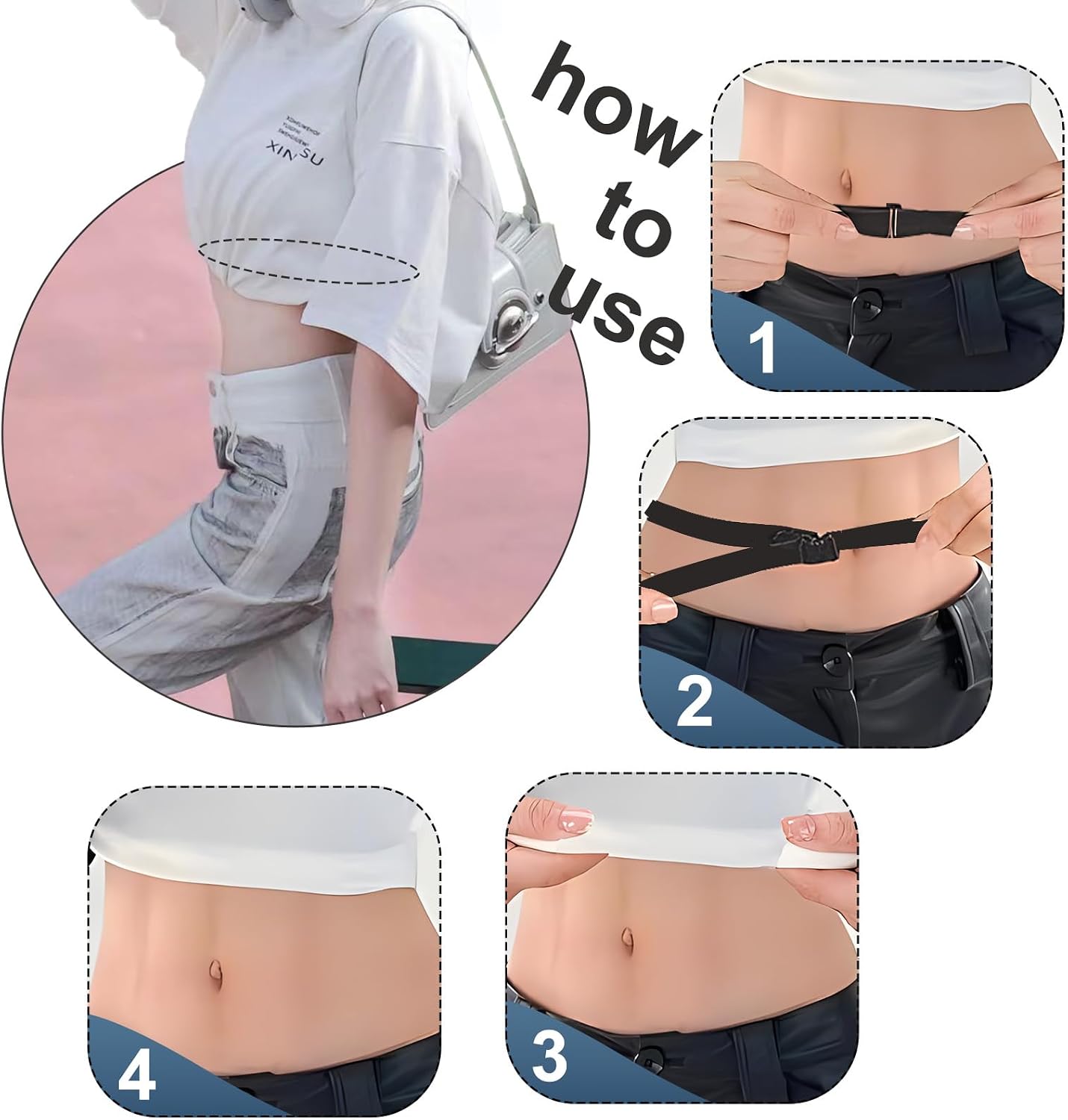 Sweater Tuck Band Adjustable Elastic Band Tool for Shirts & Sweaters Suitable for waist size between 23'' - 50''