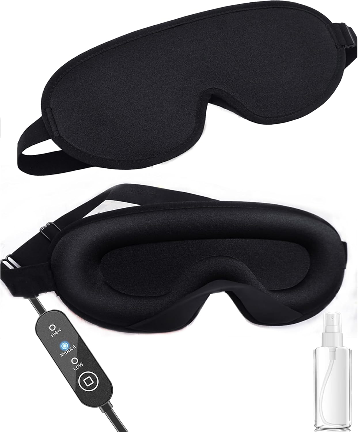 3D Heated Eye Mask with Spray Bottle for Dry Eyes Moist Heat, USB
