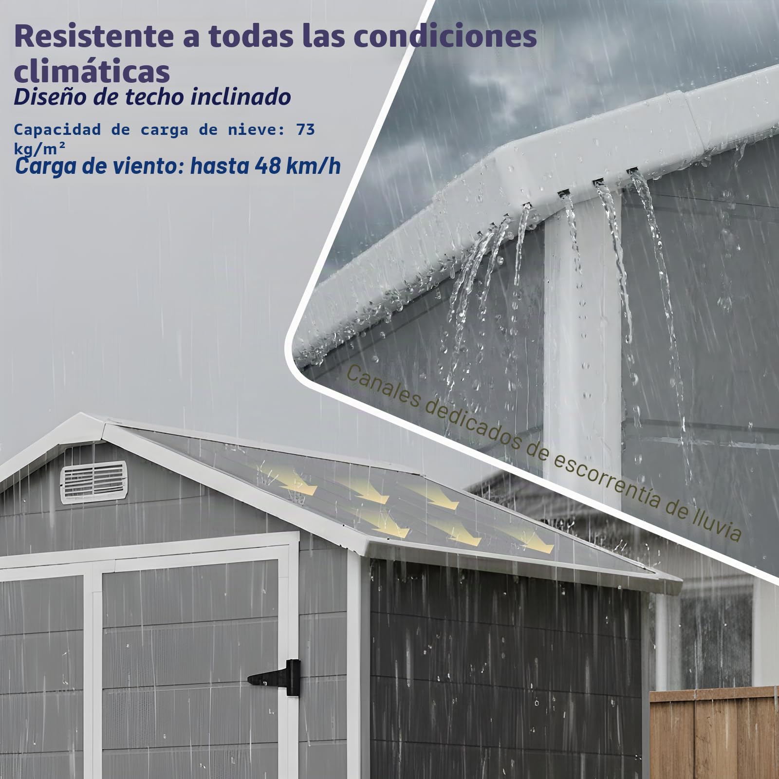 LARBANKE Caseta de jardín resistente a la intemperie, 4,11 m³, plástico, 183 × 143 × 201 cm, caseta con suelo y techo, cobertizo con puerta con cerradura, ventilación, ventana y rampa, para jardín
