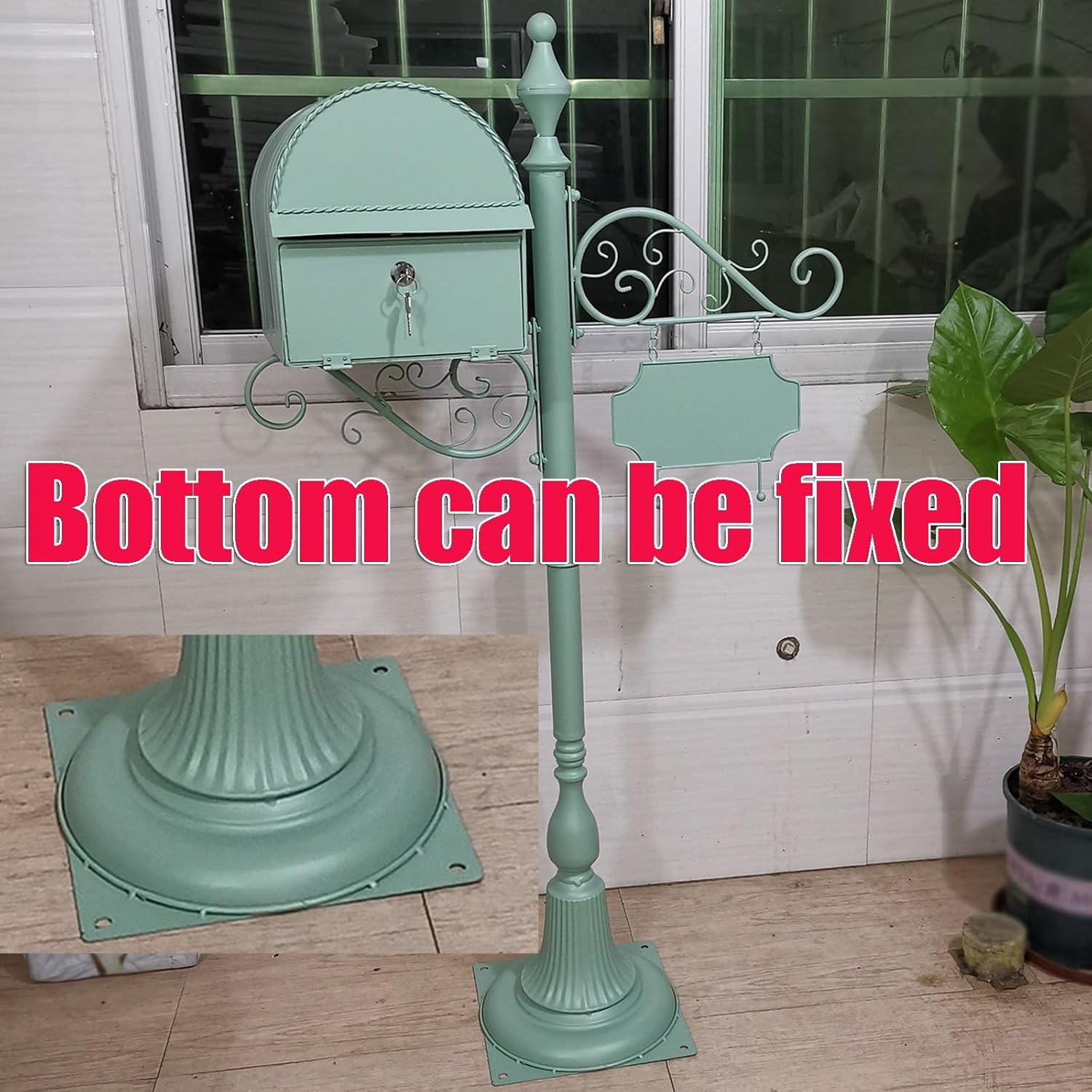 Locking Metal Mailbox Home Standing Mailboxes with Hangtag Design Outdoor Rainproof Parcel Boxes Send Opening with Rain Shield Multi-Color