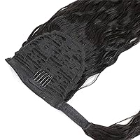 Vista 3 de Extensiones de cabello humano 100 % real, cola de caballo envolvente, ondas de agua, pasta mágica, natural, ondulado, rizado profundo, para mujeres