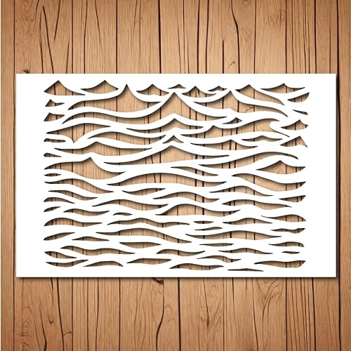 Wave Stencil Ocean Waves Stencils for Painting Wood, Glass, Wall, Rock, Fabric, Canvas, Glassware - Template (5"x 6")