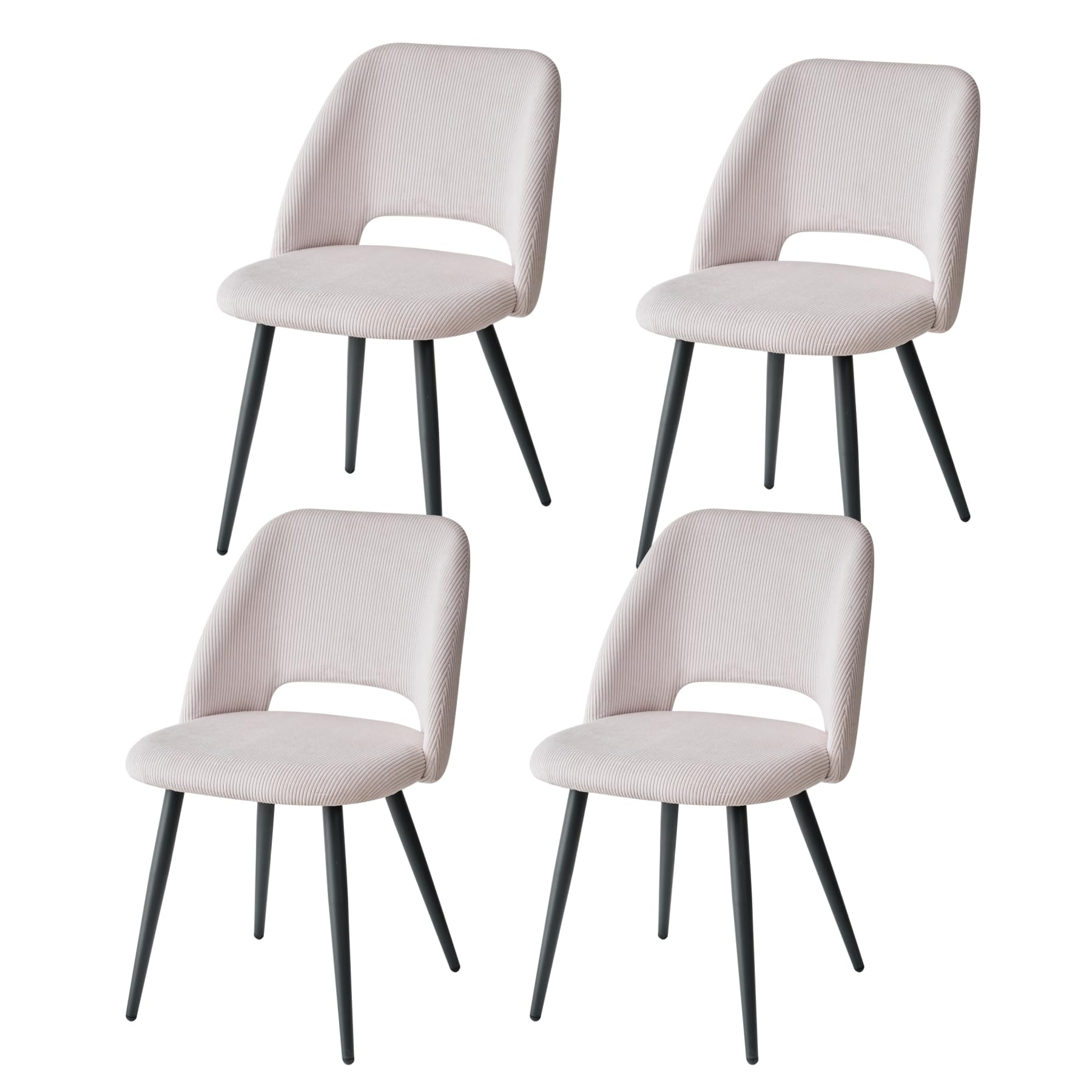 GrandCA HOME 4 Sedie da Pranzo Moderne, Sedie da Cucina Imbottite con Schienale Cavo in Velluto a Coste, per Sala da Pranzo, Cucina, Soggiorno, Camera da letto (Beige)