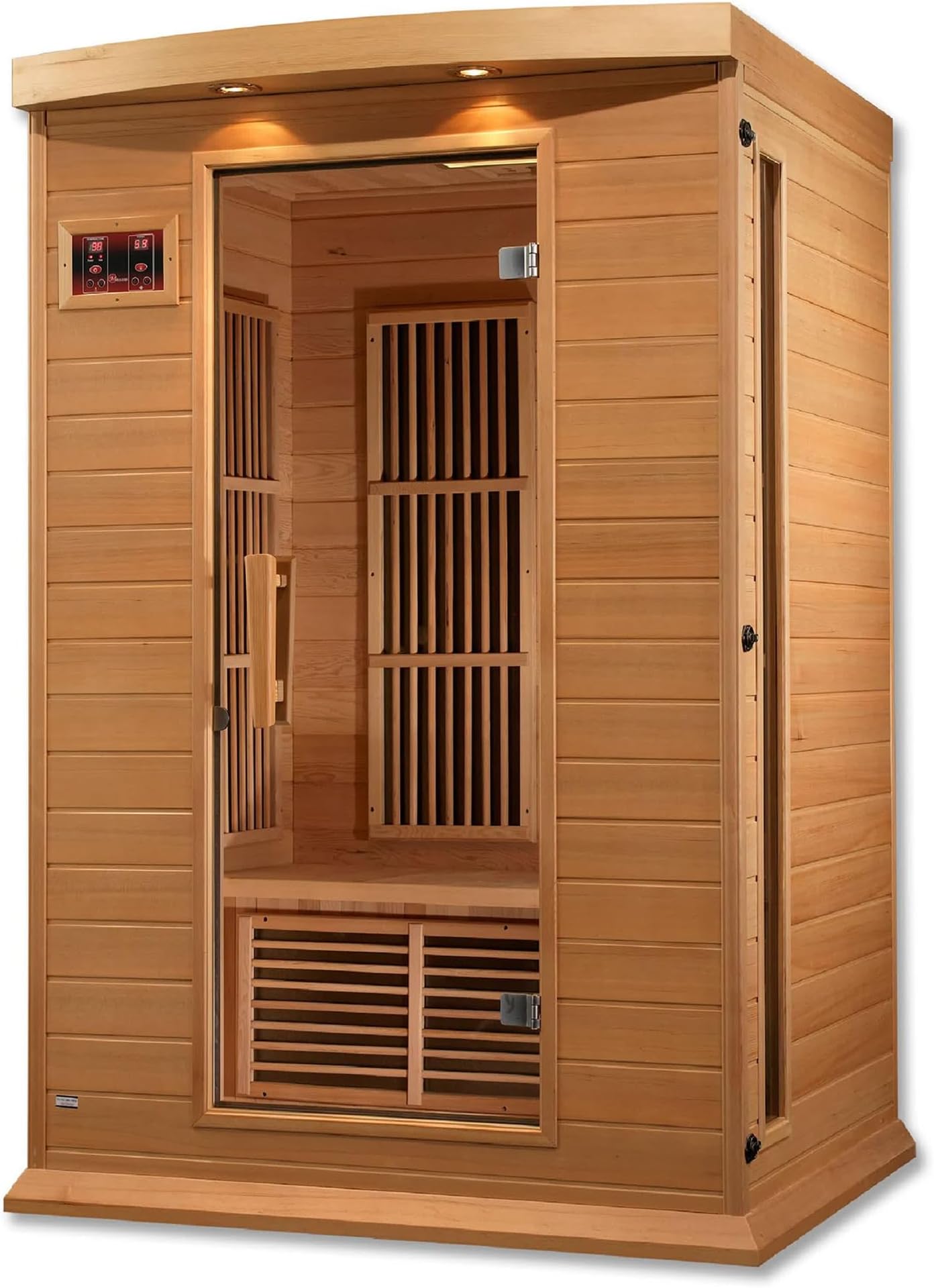 2-Person Low EMF FAR Infrared Sauna with Chromotherapy Lighting and Speakers, Maxxus Toulouse - Personal Indoor Dry Heat Sauna for Home & Gym – Made from Canadian Hemlock