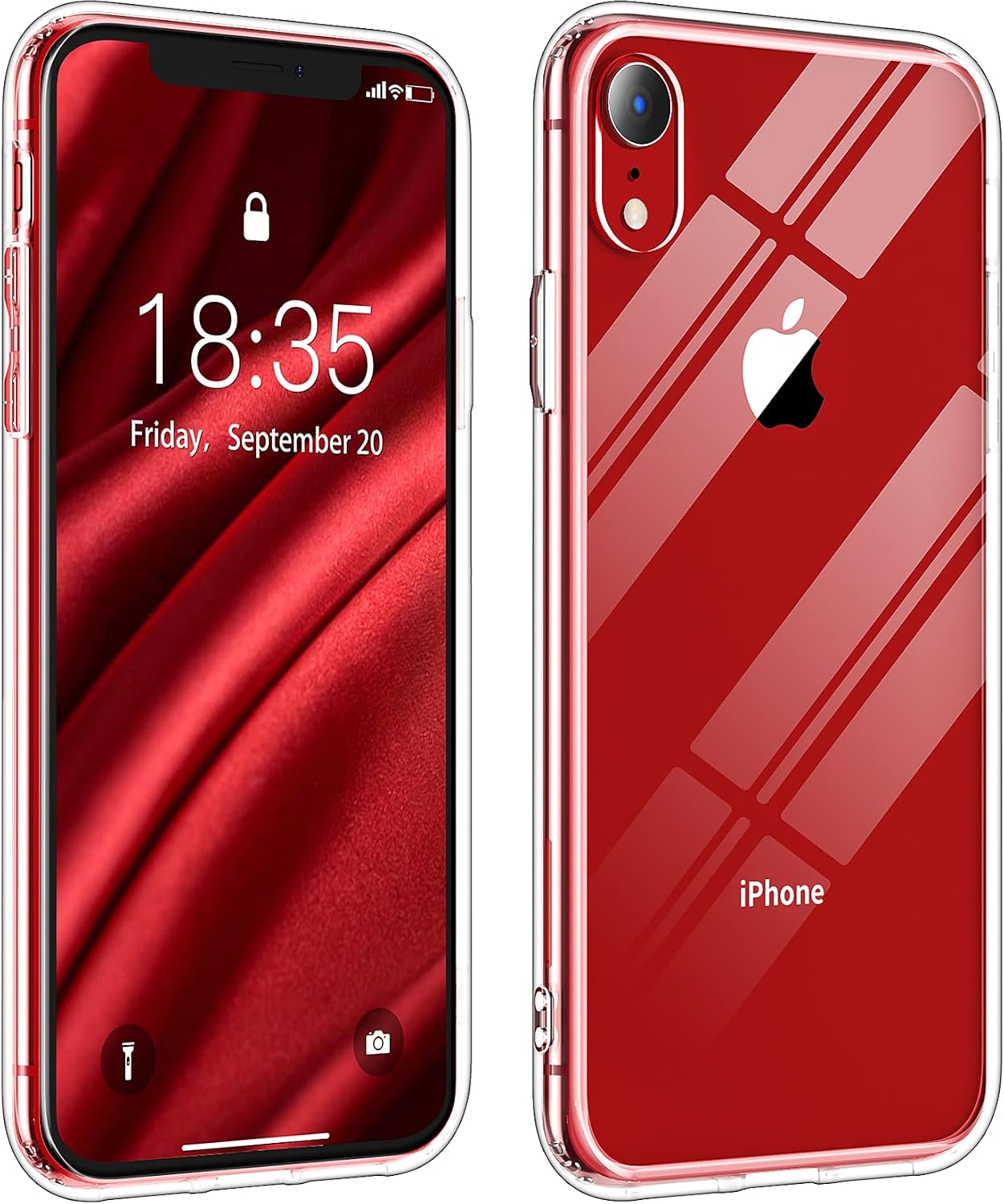 Justcool Designed for iPhone XR Case, [10FT Military Grade Drop Protection][Not Yellowing][with 2 Pcs Tempered Glass Screen Protectors] Slim Thin Case for iPhone XR 6.1 inch (Clear)