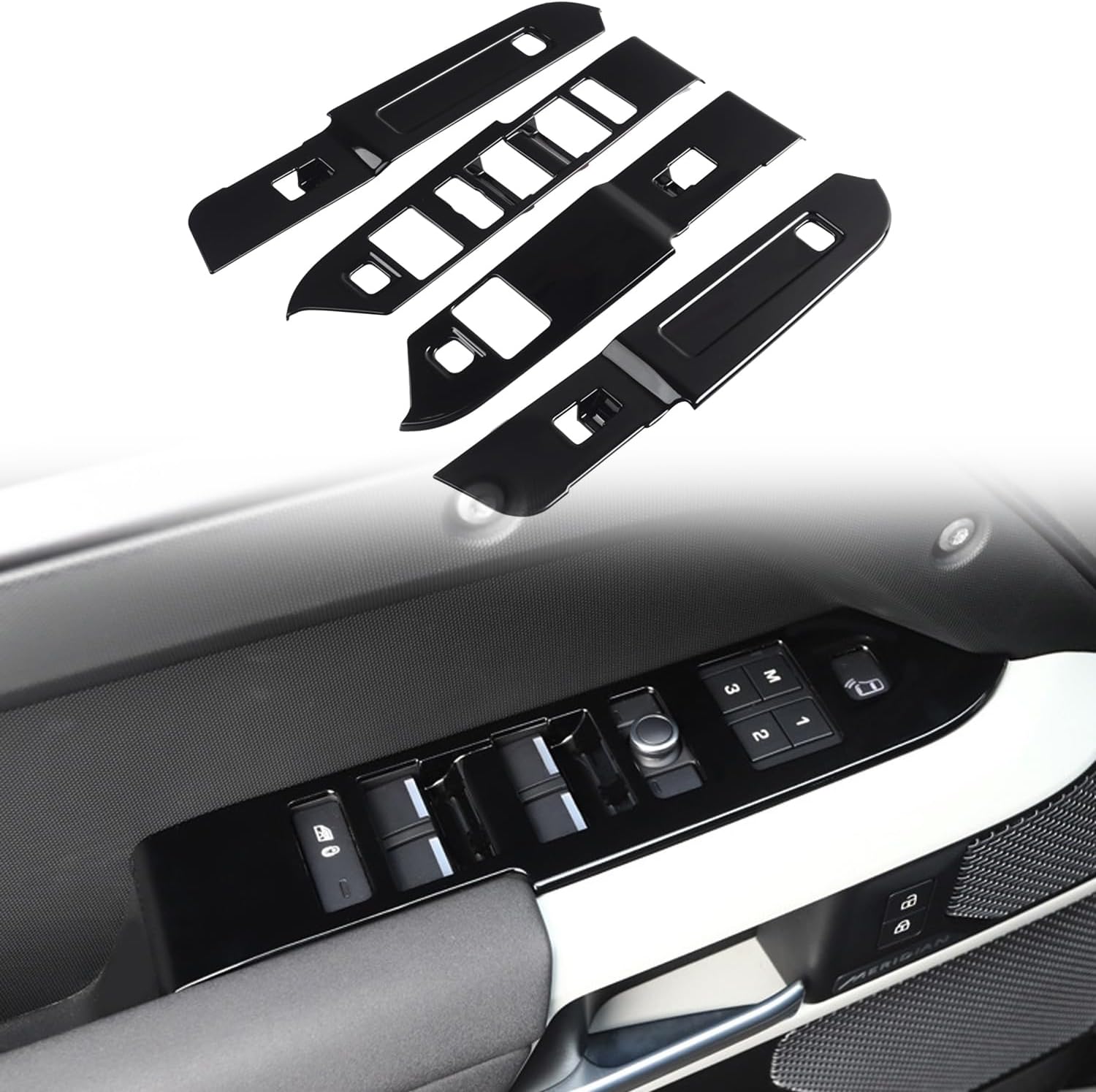 ITrims for Land Rover Defender 110 2020-2024 Car Accessories Window Lift Switch Button Cover Trim Car Door Window Switch Panel Sticker ABS 4PCS (Black)