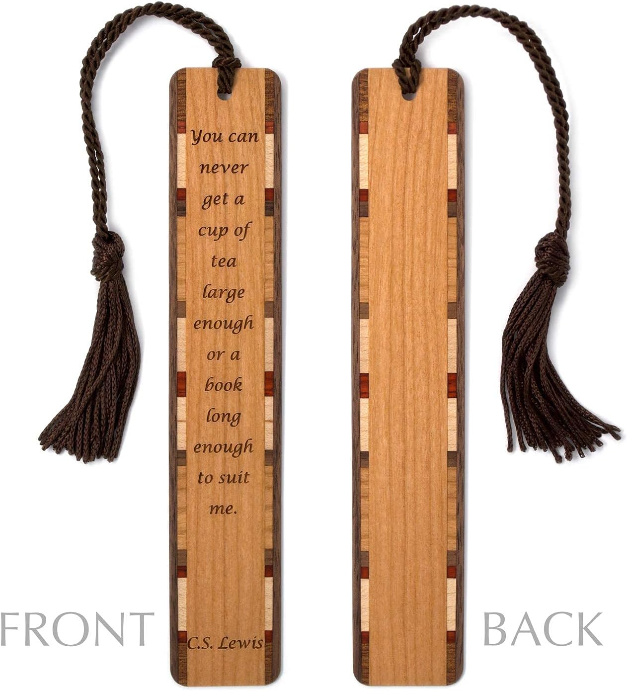 C.S. Lewis Long Book Large Cup of Tea Quote Engraved Wooden Bookmark - Also Available with Personalization - Made in USA