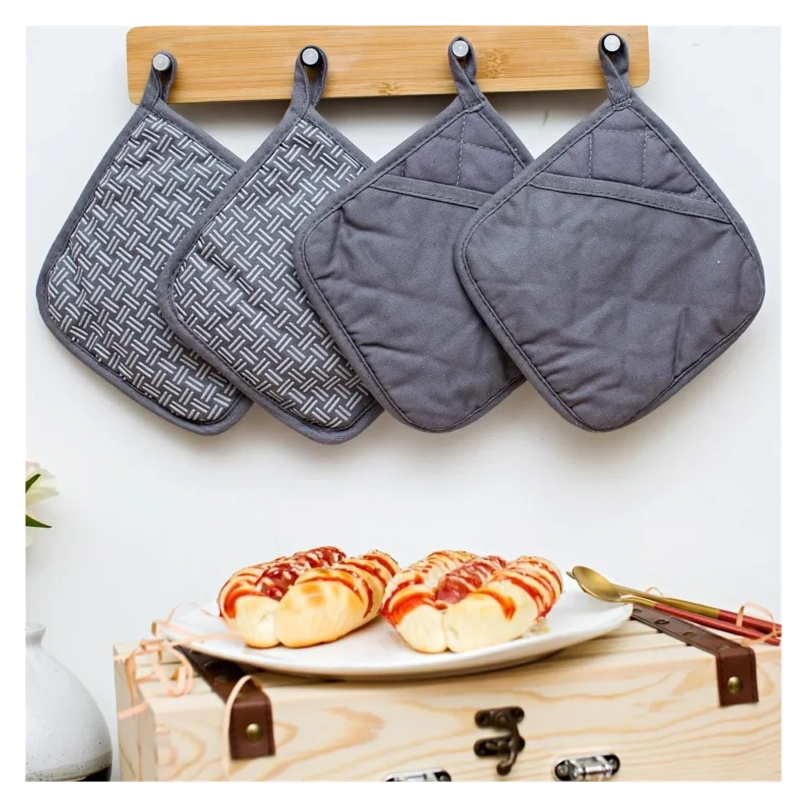 MRKU Backhandschuhe, Ofenhandschuhe, hitzebeständig, Verschiedene Größen, aus Baumwolle, silikonisoliert, mikrowellengeeignet