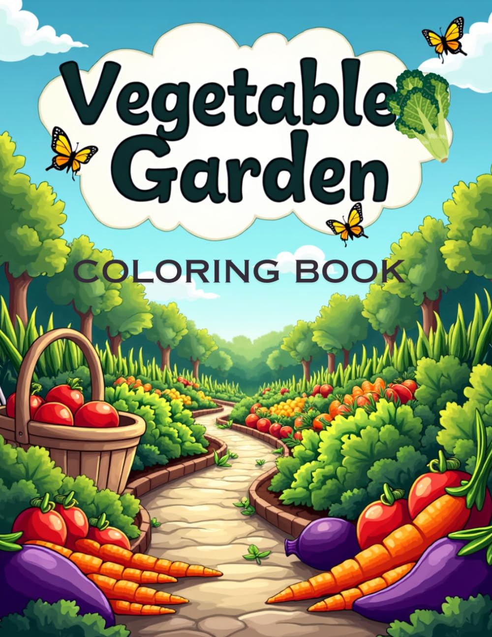 Vegetable Garden Coloring Book for Teens and Adults: Relaxing and Detailed Garden Illustrations for Stress Relief and Mindfulness