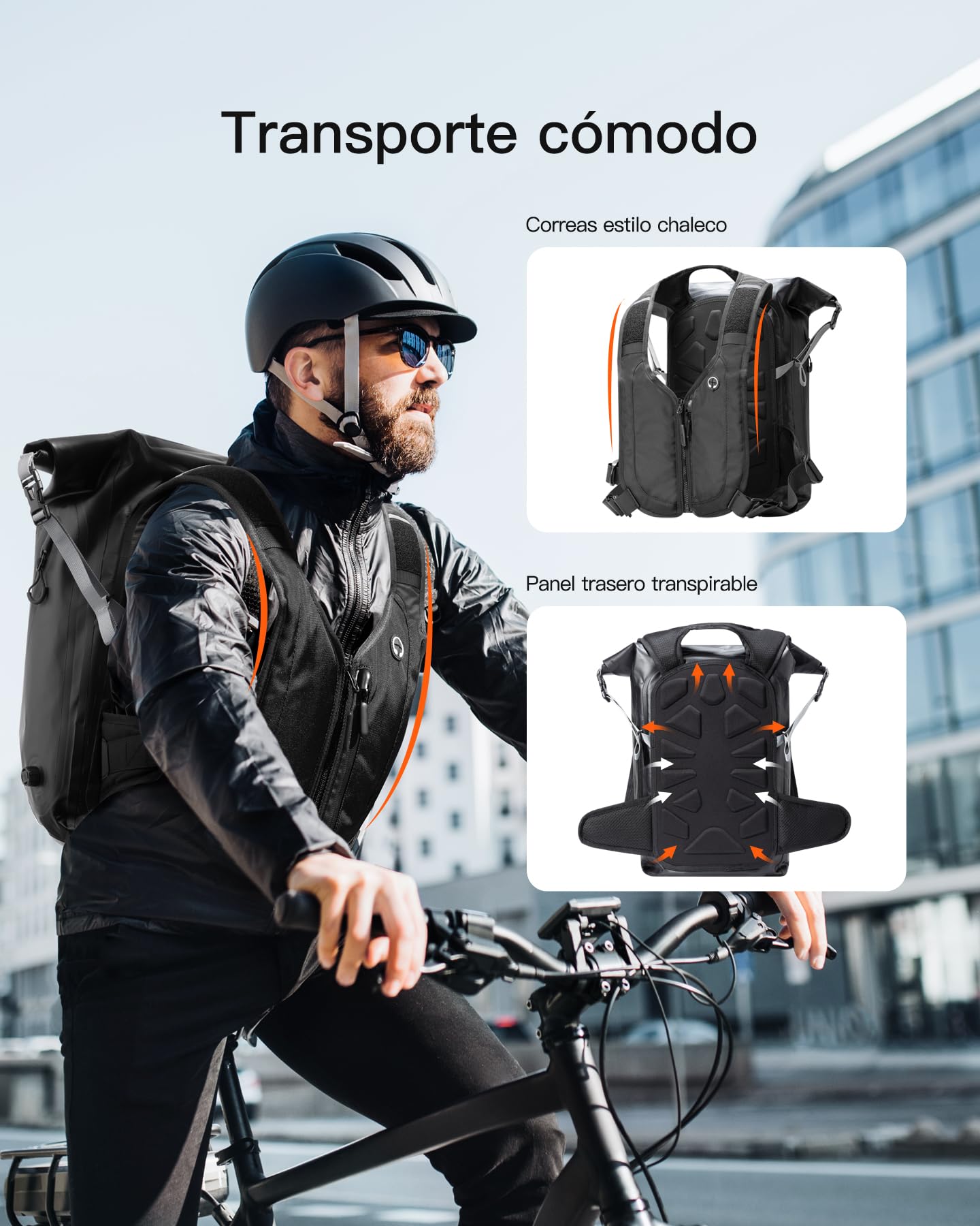 Inateck 25-30L Mochila para bicicleta,Impermeable con Cierre Enrollable,Multifuncional de senderismo, adecuada para ciclismo, escalada y actividades al aire libre