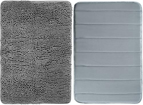 Gorilla Grip Alfombra de baño de espuma viscoelástica, tamaño de 24 x 17 pulgadas, lavable a máquina, alfombra de baño de espuma viscoelástica de 24