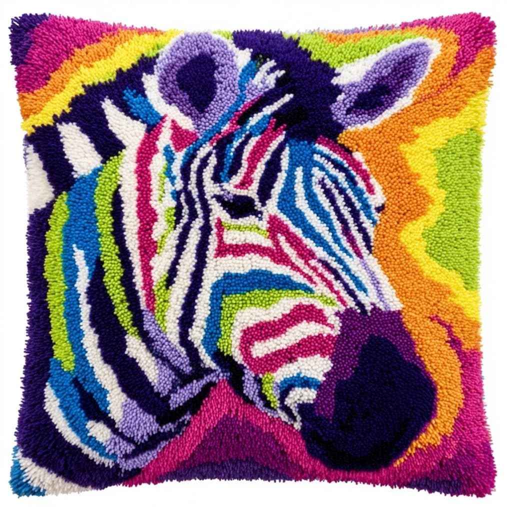 Kitquiver Latch Hook Cushion Kitzebra DIY Pillow Cover 43X43Cm
