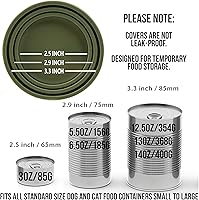 Vista 2 de OHMO Paquete de 2 tapas para latas de comida para perros, (3, 12, 14 onzas, etc.), tamaño universal, sin BPA, para gatos y mascotas, color verde