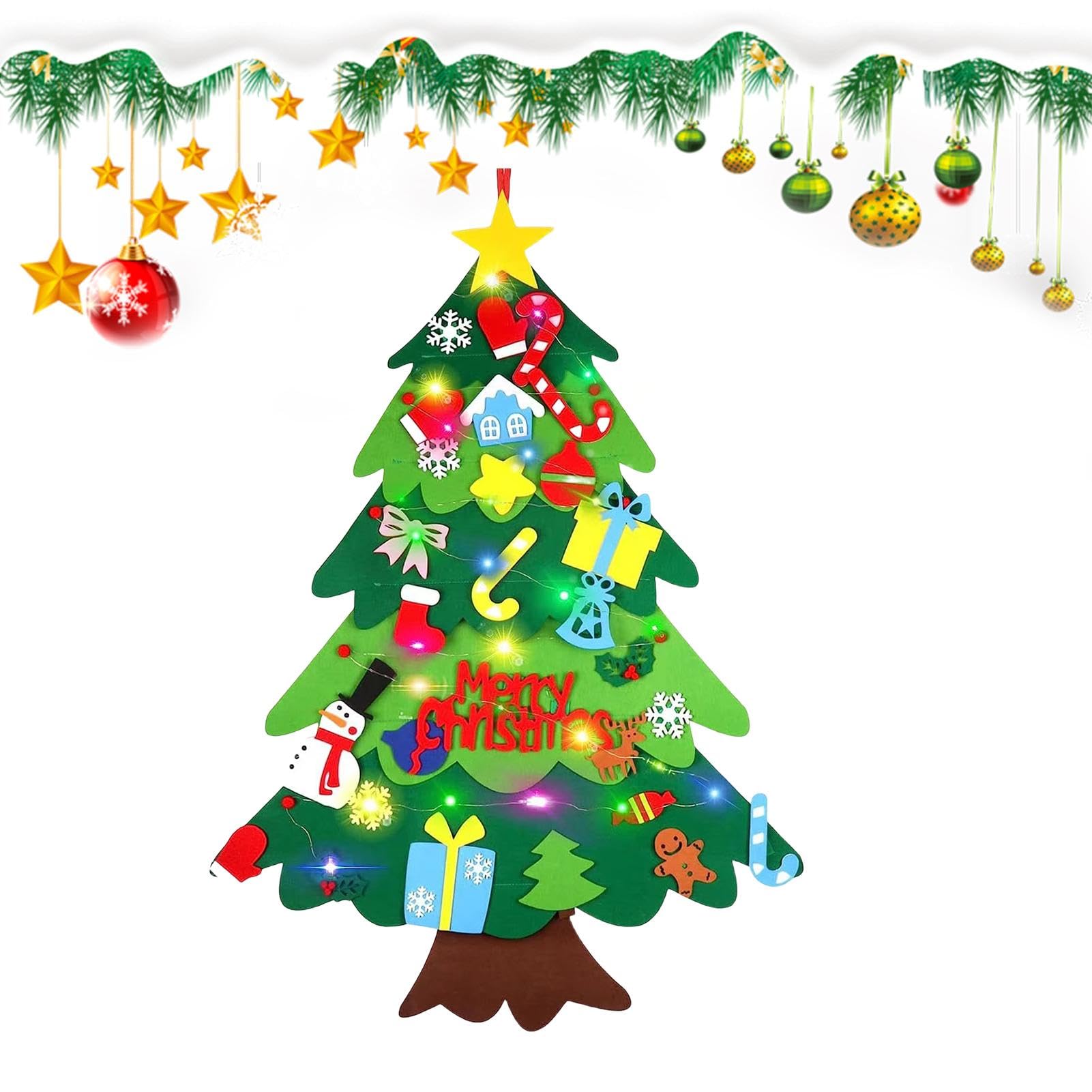 Amazon | フェルトツリーオーナメント、子供用フェルトクリスマス