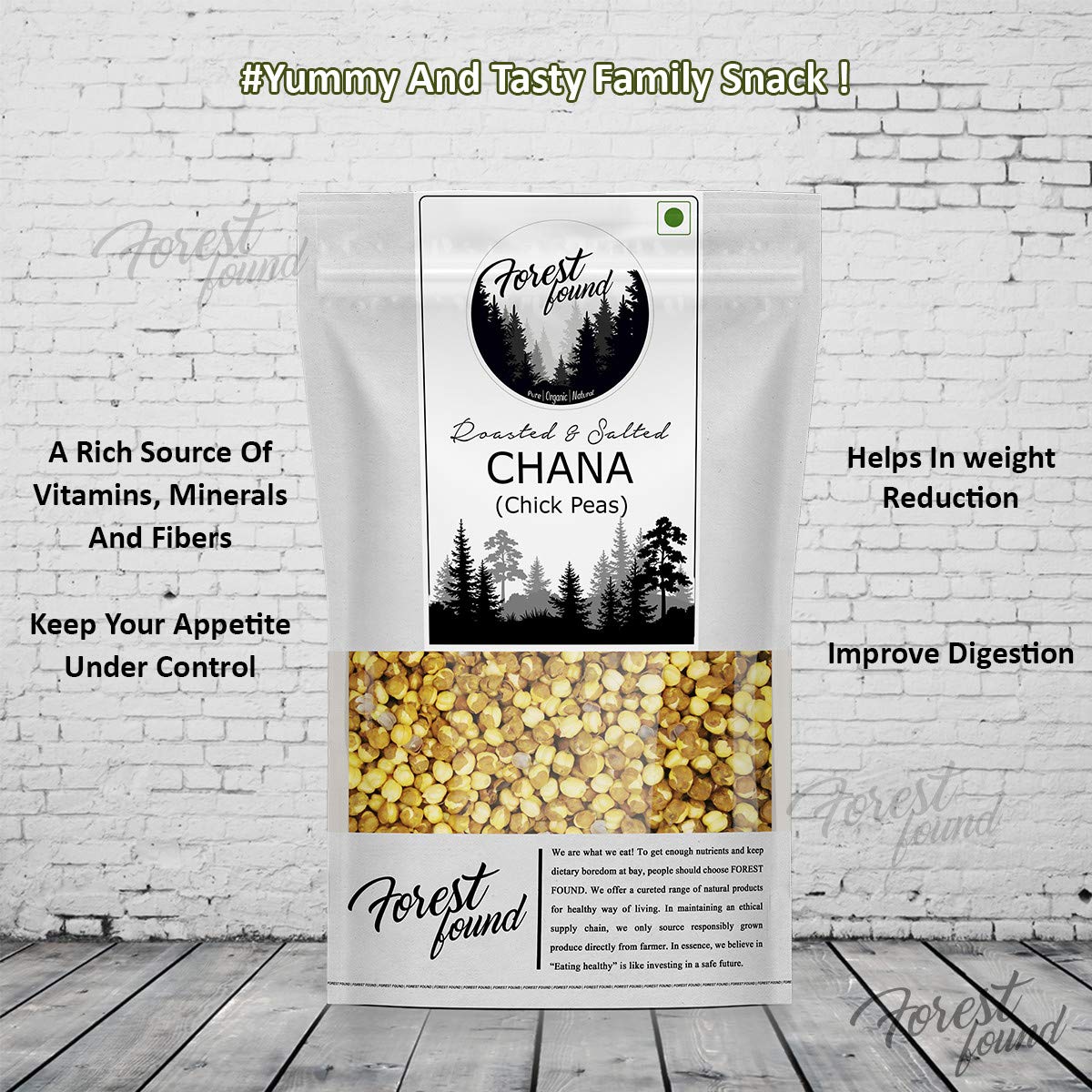 Forest Found Roasted Salted Desi Chana | Chickpeas Dana, Gluten-Free | Made by Vacuum Roasted Technology, Protein-Packed Healthy Gujarati Snack, Oil-Free, Non-GMO (250g) 3