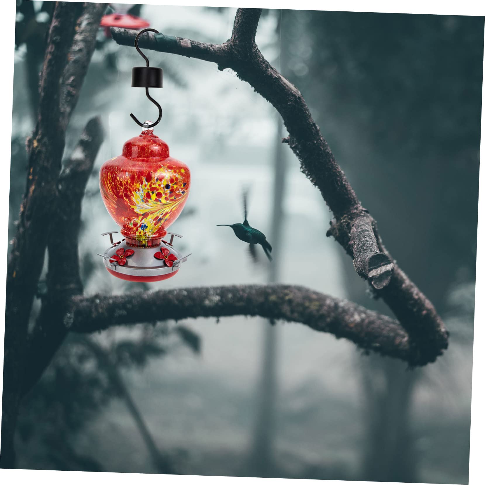 ABOOFAN Comedero Colgante para Pájaros para Colibríes Cuenco Decorativo de Vidrio para Agua Adorno para Jardín