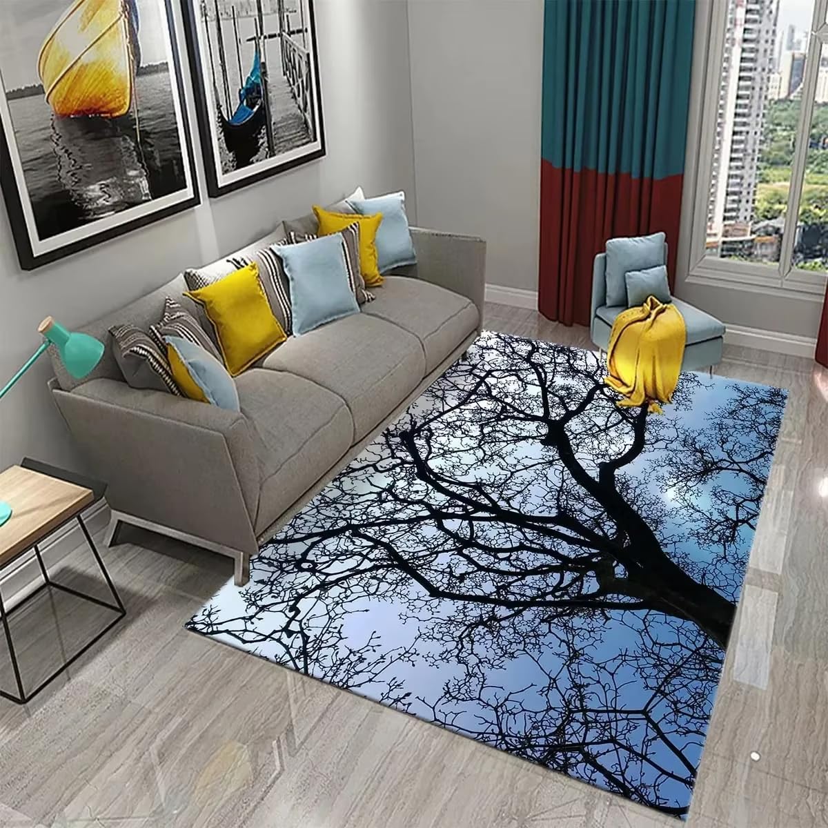 Winter Tree Without Leaves Pattern Home Kitchen Non Slip Floor Mat Door Front Decoration Mats Bedroom Entrance Doormat Rugs 2'x2'(20"x28") Nursery Rug