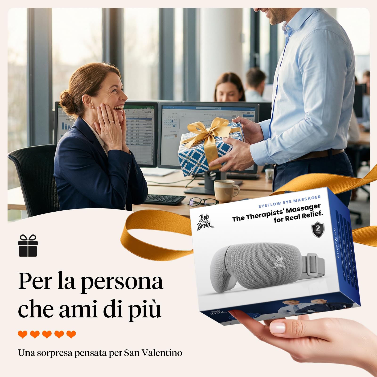 BOB AND BRAD EYEFLOW Massaggiatore occhi con Caldo e Freddo, Maschera per Occhi a Compressione Fredda a Semiconduttore per Sollievo da Emicrania, Occhi Secchi e Occhiaie, Regalo Uomo Donna