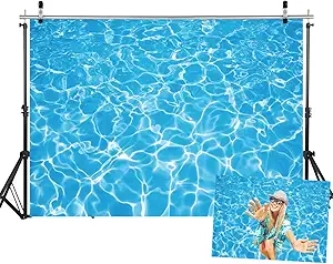 LYWYGG 7X5FT Swimming Pool Photography Backdrops Water Wave Ripple Newborn Child Baby Shower Birthday Party Background Photo Studio CP-220