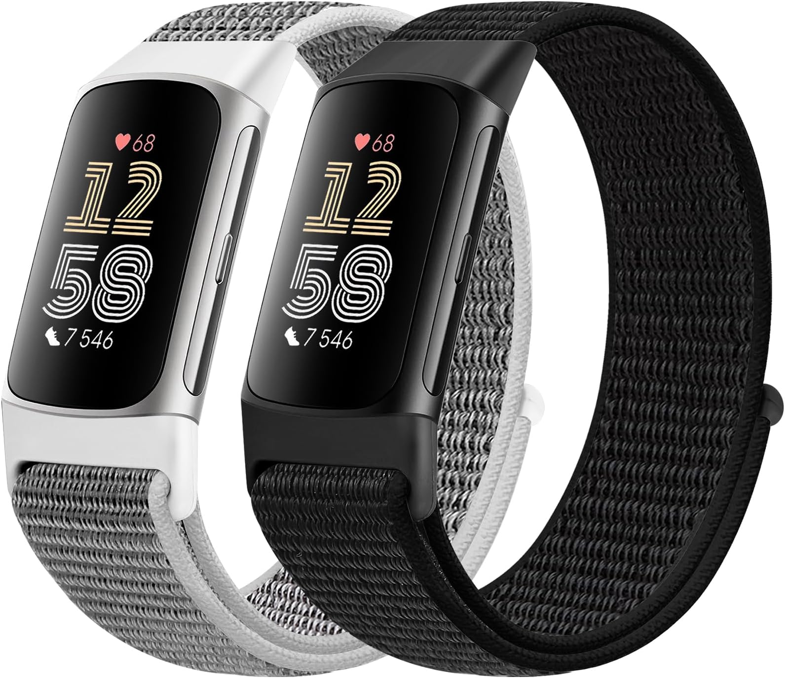 Runostrich Sport Loop Nylon Watch Straps - Compatible with Fitbit Charge 6/5, Adjustable Breathable Replacement Soft Nylon Loop Wristband for Women & Men