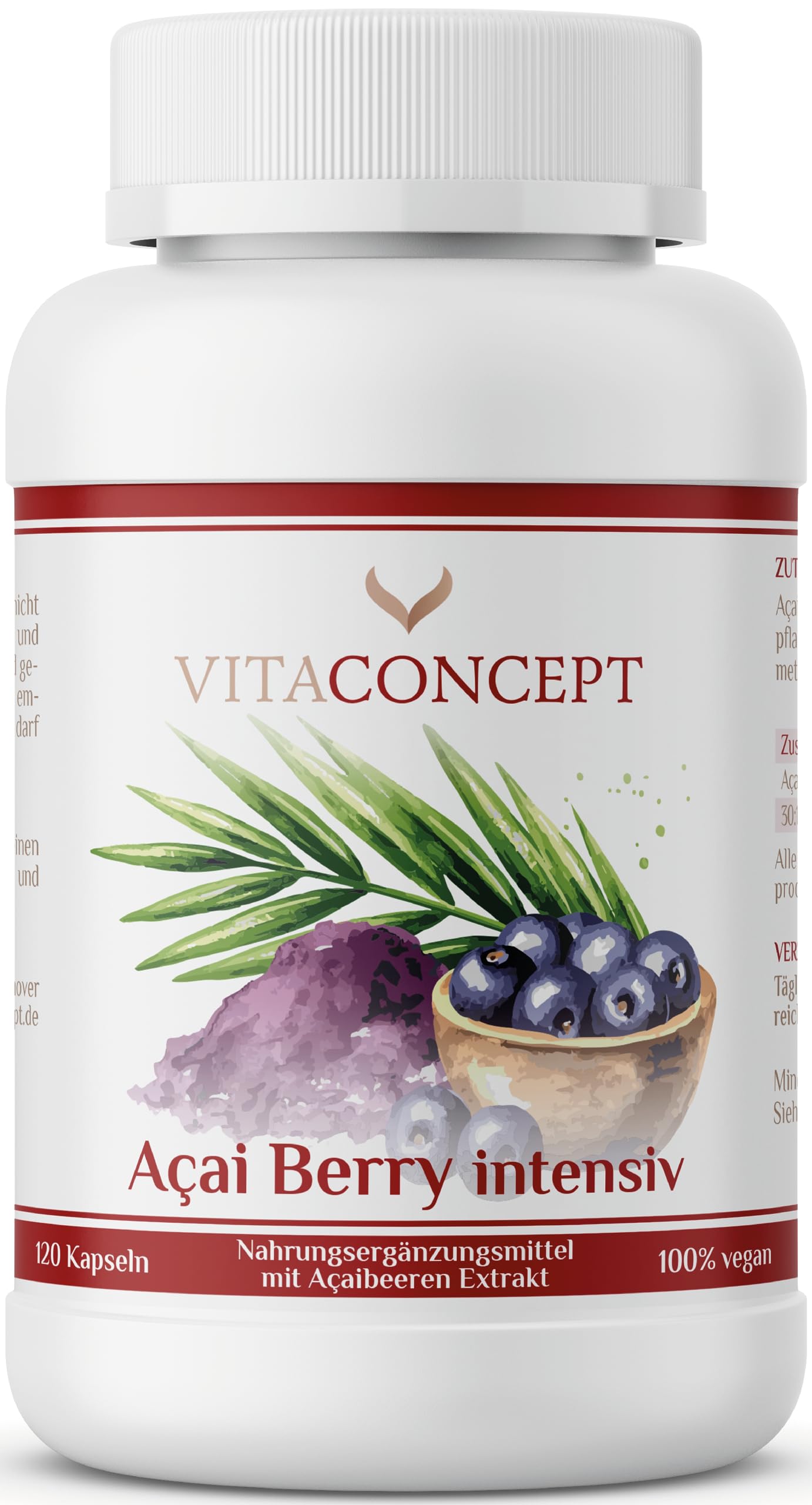 ACAI Beeren I 48000 mg I 120 Kapseln I 30:1 Extrakt I hochdosiert I vegan I laborgeprüft I Vitaconcept