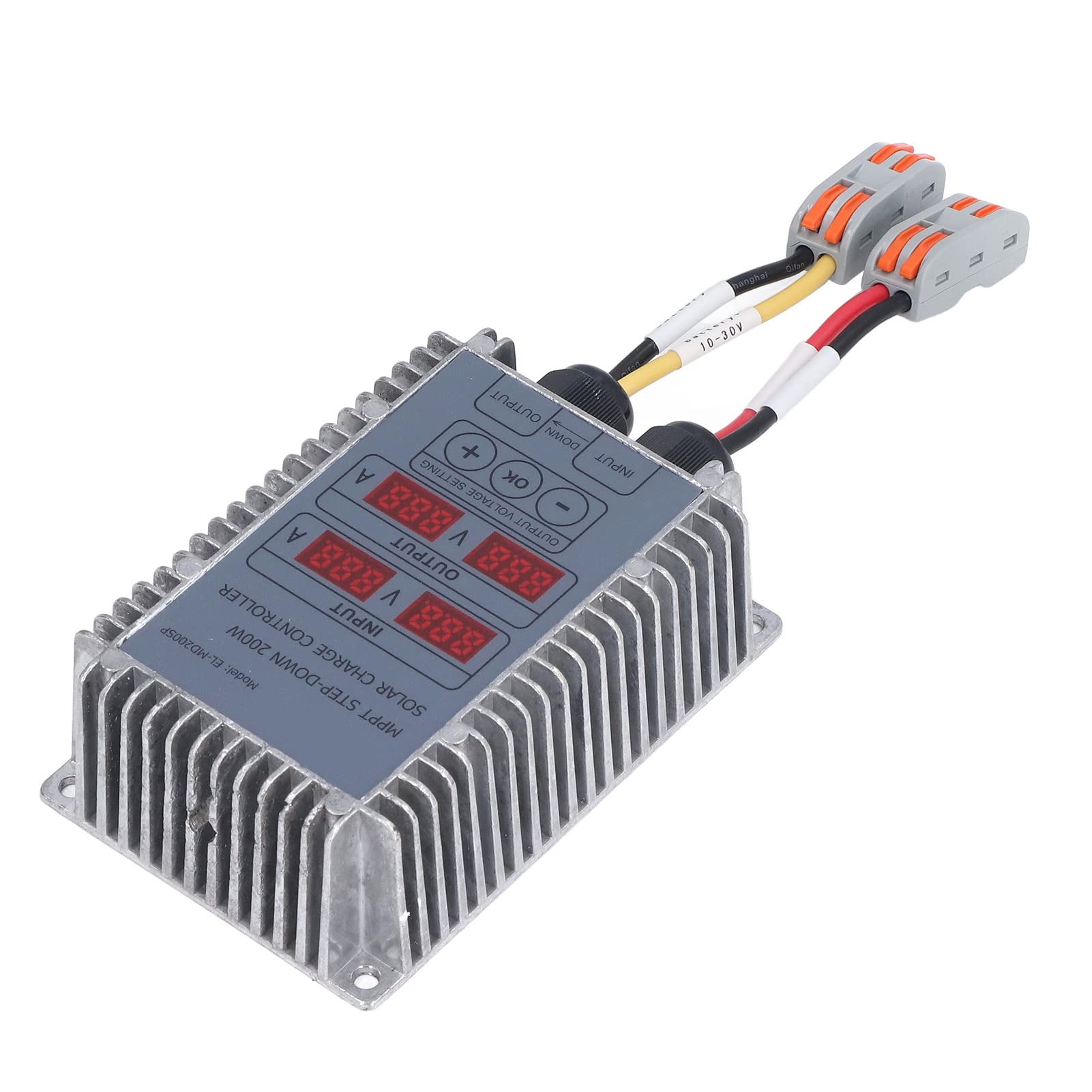 Controlador de Carga Solar, Regulador MPPT Ajustable de 10 a 30 V con Panel LCD para Cargadores Solares y Farolas (200W)