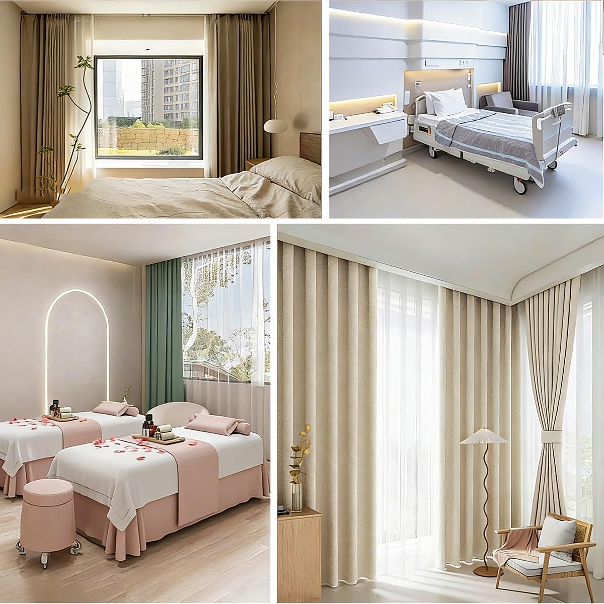 Binario per Tende Doppia Fila, Binario Tenda Scorrevoli con Rulli Silenziosi Bastone per Tende In Alluminio da Soffitto Completo di tutti gli accessori per la casa in Ufficio divisore(Oro,250CM)